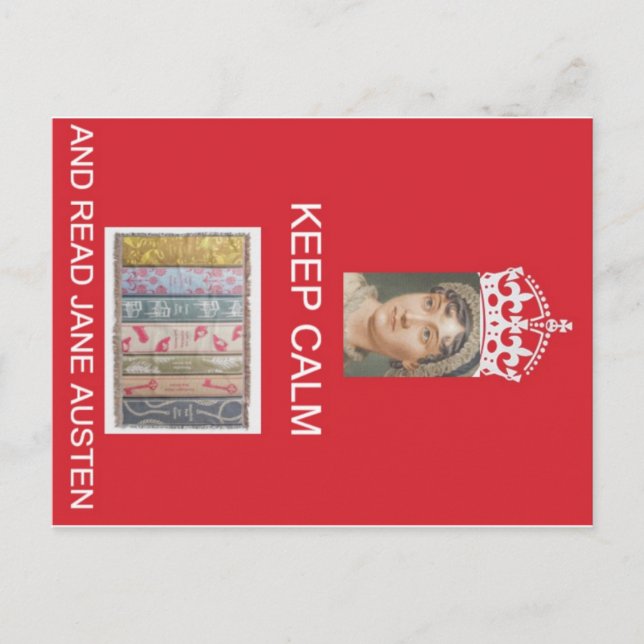 Keep Calm, Read Jane Austen Postcard (Front)