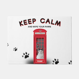 'Keep Calm' Red Phone Booth customizable Doormat