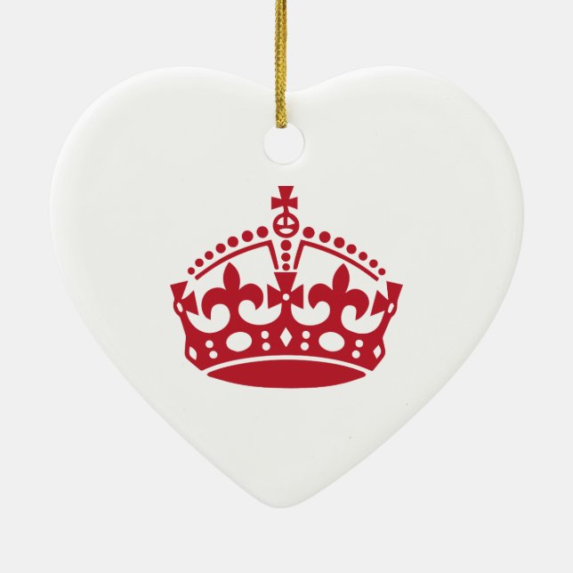 Keep calm red victory crown ceramic ornament (Back)