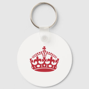 Keep calm red victory crown keychain