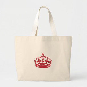 Keep calm red victory crown large tote bag