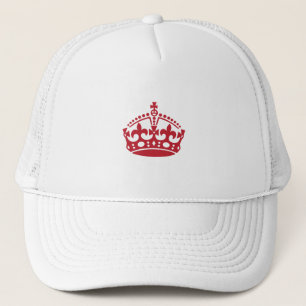 Keep calm red victory crown trucker hat