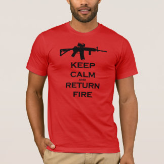 Keep Calm & Return Fire AR15 Open Scope Shirt
