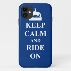 Keep calm & ride on (blue) iPhone 11 case
