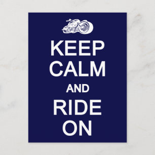 Keep Calm & Ride On postcard, customize Postcard