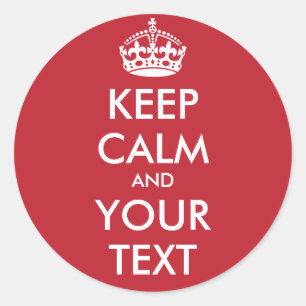 Keep Calm Round Sticker - personalized text