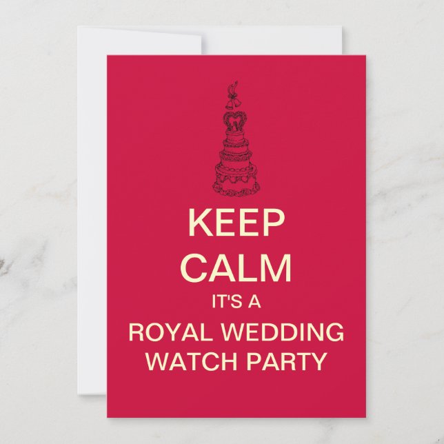 KEEP CALM Royal Wedding Watch Party Invite (Red) (Front)