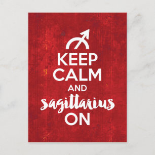 Keep Calm Sagittarius On Birthday Red Postcard