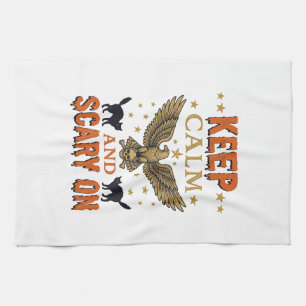 Keep Calm Scary On Vintage Halloween Vector Design Kitchen Towel