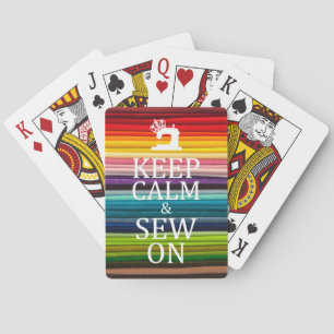 Keep Calm Sew On Crafts Rainbow Fabric Playing Cards