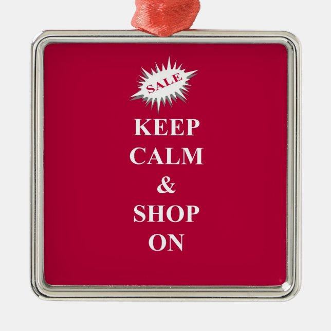 keep calm & shop on metal ornament (Front)