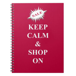 keep calm & shop on notebook