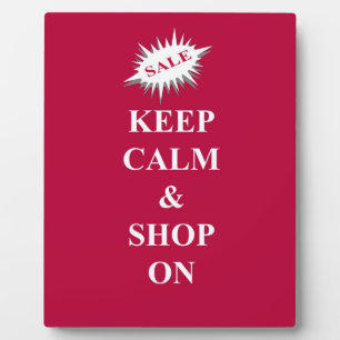 keep calm & shop on plaque