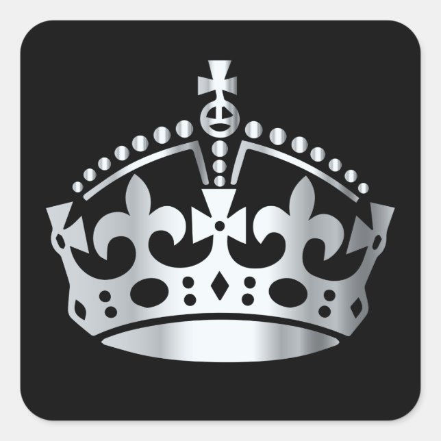 Keep Calm Silver Crown - Change background Square Sticker (Front)