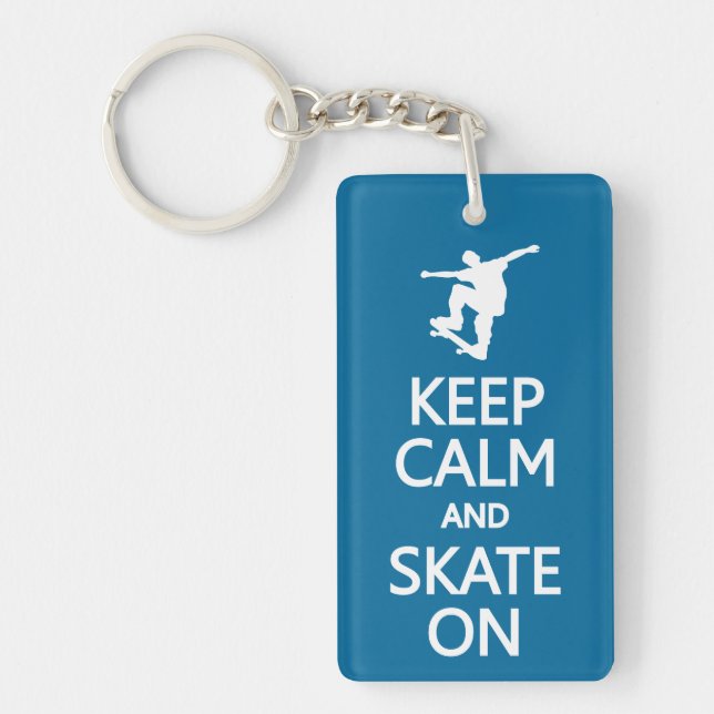 Keep Calm & Skate On custom colour key chain (Front)