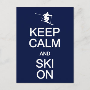 Keep Calm & Ski On postcard, customize Postcard