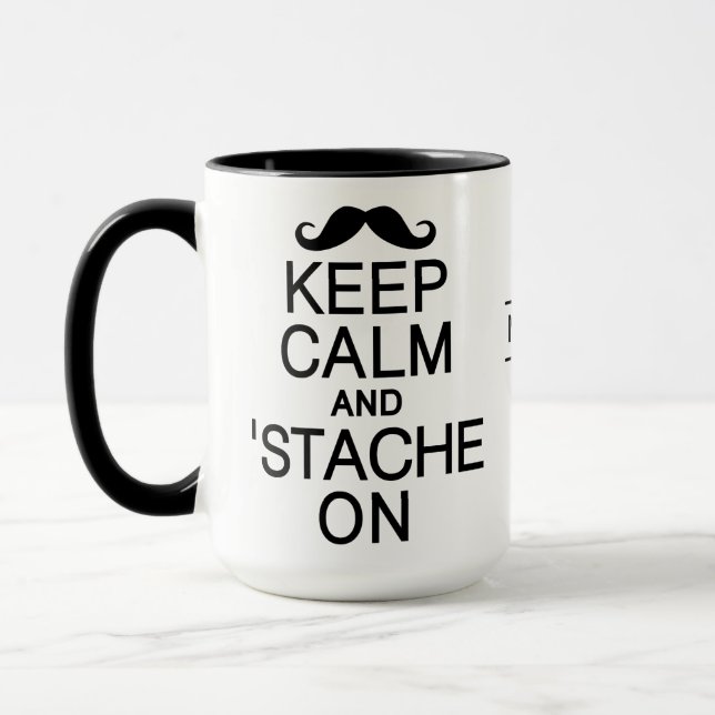 Keep Calm & 'Stache On custom name mugs (Left)
