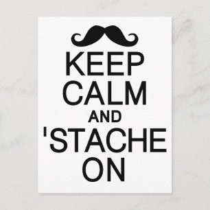 Keep Calm & 'Stache On postcard, customize Postcard