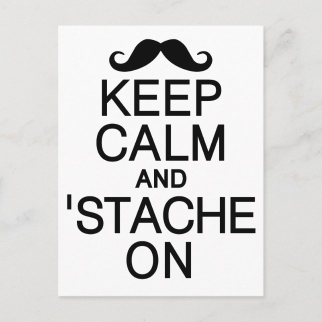 Keep Calm & 'Stache On postcard, customize Postcard (Front)