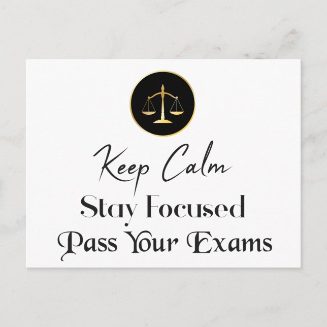 Keep Calm. Stay Focused. Pass The Bar Exam. Postcard (Front)