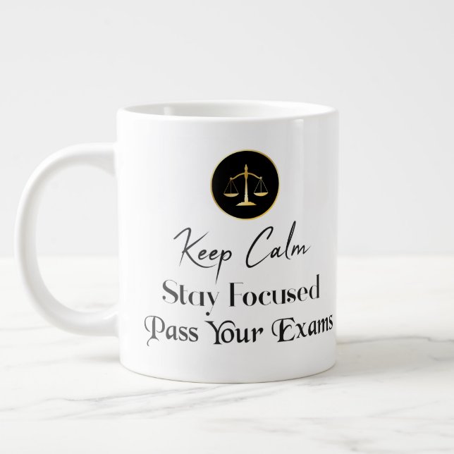 Keep Calm. Stay Focused. Pass Your Exams Large Coffee Mug (Left)