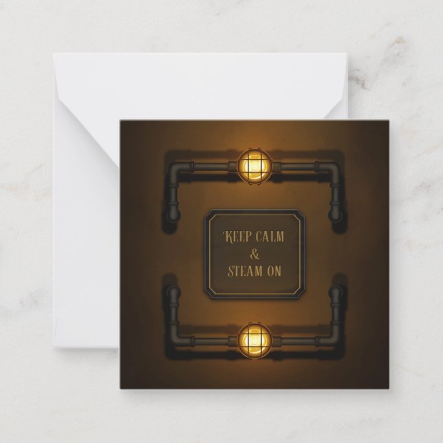 "Keep Calm & Steam On" Machine Age Steampunk Card (Front)