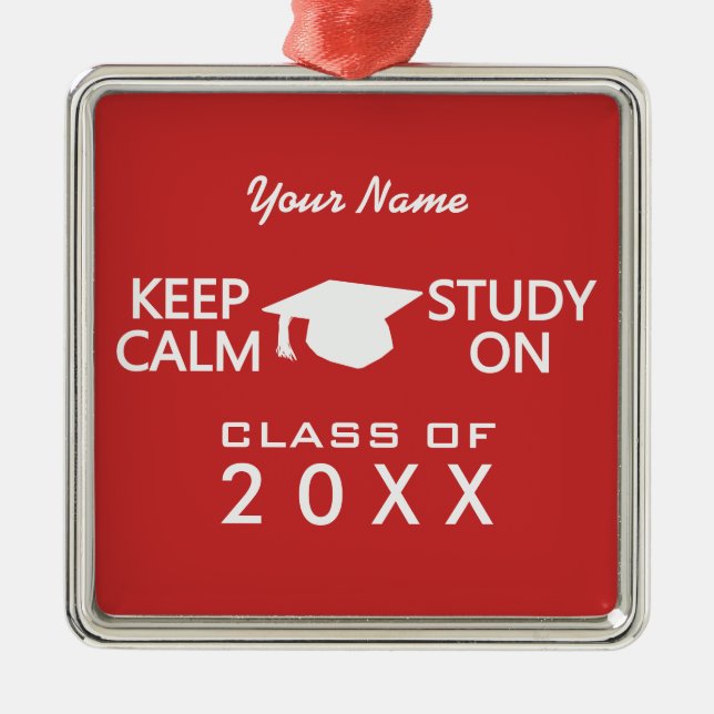 Keep Calm & Study On custom colour ornament (Front)