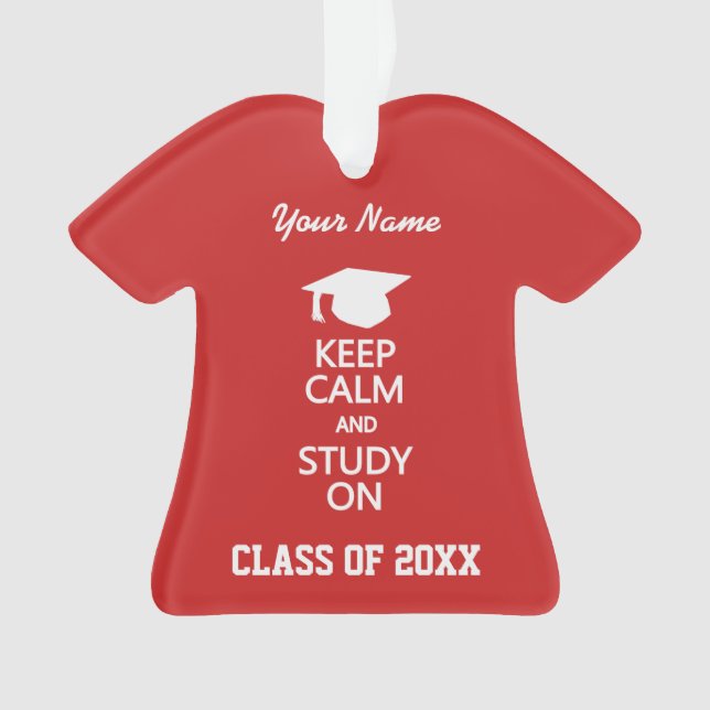 Keep Calm & Study On custom colour ornament (Front)