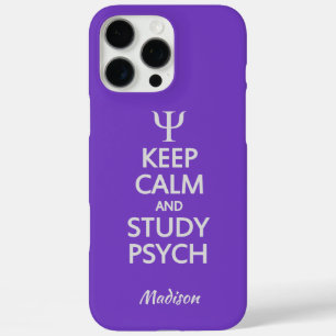 Keep Calm & Study Psych custom name & colour iPhone 16 Pro Max Case