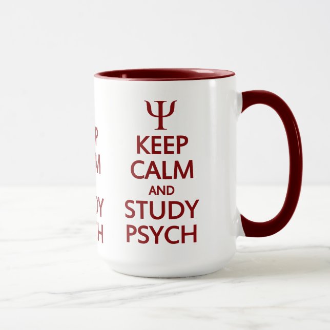 Keep Calm & Study Psych mug - choose style, colour (Right)