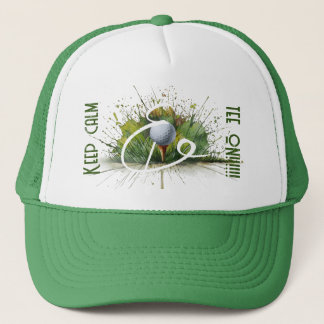 'Keep Calm & Tee On' Splash Art Golf Ball and Tee Trucker Hat
