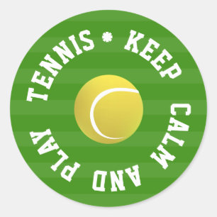 KEEP  CALM TENNIS BALL - Personalized TEXT Classic Round Sticker