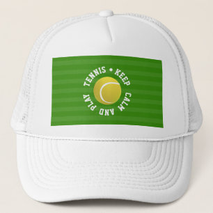 KEEP  CALM TENNIS BALL - Personalized TEXT Trucker Hat