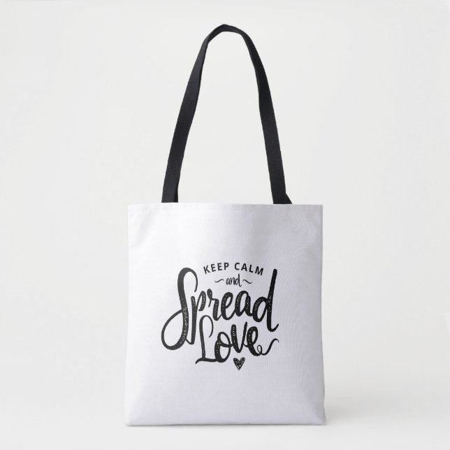 Keep Calm Text Art Love Art Inspirational Heart Ar Tote Bag (Front)