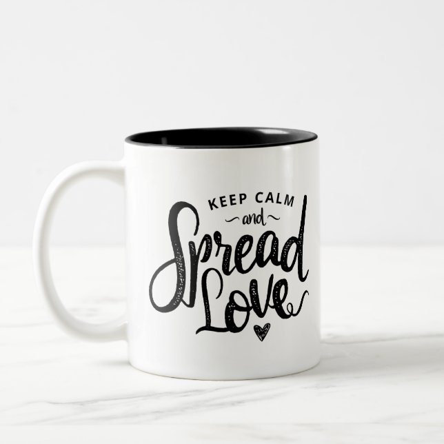 Keep Calm Text Art Love Art Inspirational Heart Ar Two-Tone Coffee Mug (Left)