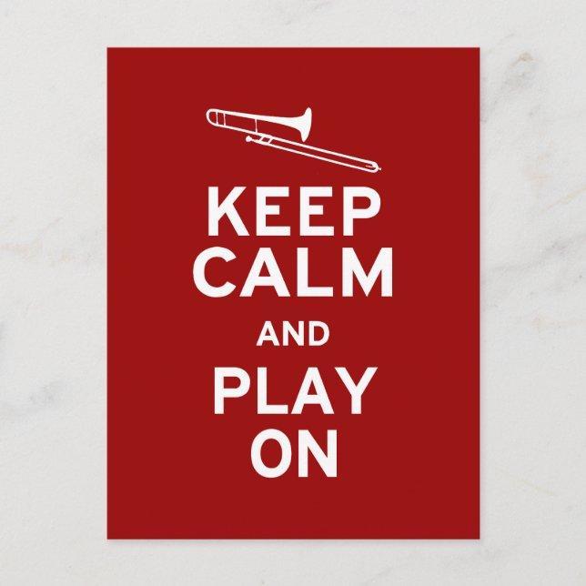 Keep Calm Trombone Postcard (Front)