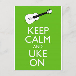 Keep Calm Uke On (Shamrock) Postcard
