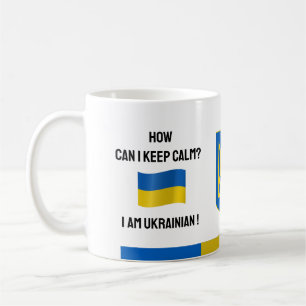 Keep Calm Ukraine & Funny Text, Ukrainian Flag Coffee Mug