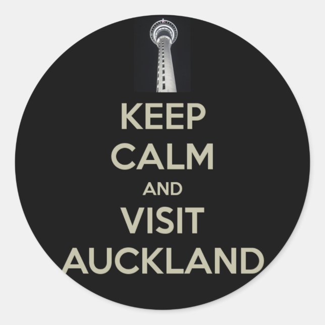 keep calm visit auckland classic round sticker (Front)