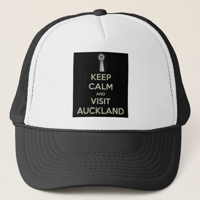 keep calm visit auckland trucker hat (Front)
