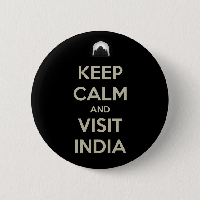 keep calm visit india 2 inch round button (Front)