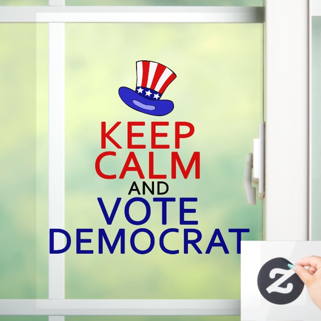 Keep Calm Vote Democrat Funny 2024 Election Window Cling (Home)