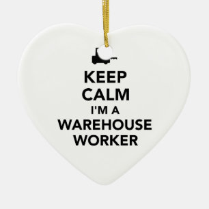 Keep calm warehouse worker ceramic ornament