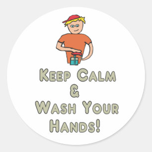 Keep Calm Wash Your Hands Classic Round Sticker