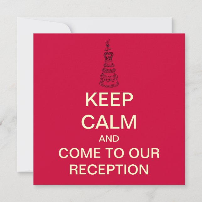 KEEP CALM Wedding Reception Invitation (Red) (Front)