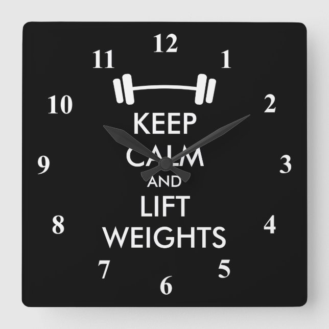Keep Calm weightlifting wall clock for fitness gym (Front)