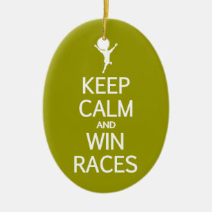 Keep Calm & Win Races custom colour ornament