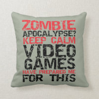 Keep Calm Zombie Apocalypse Pillow for Gamer Geek