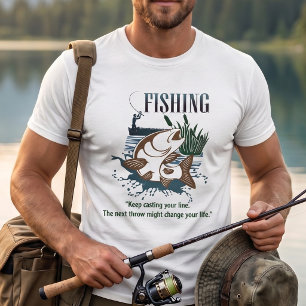 "Keep Casting Your Line" Vintage Fishing Art T-Shirt