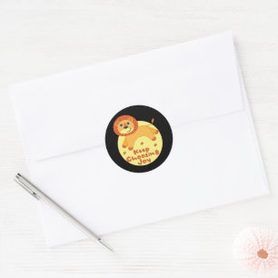 Keep choosing joy Kawaii lion jumping yellow orang Classic Round Sticker